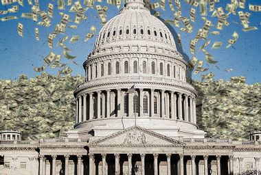 Money Falling on United States Capitol